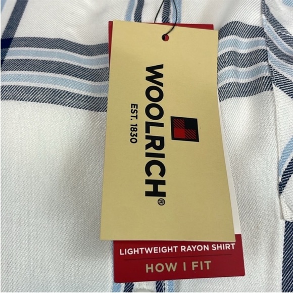 Woolrich Women's White and Blue Plaid Button Up Shirt. Size Small. NWT. - Picture 4 of 13